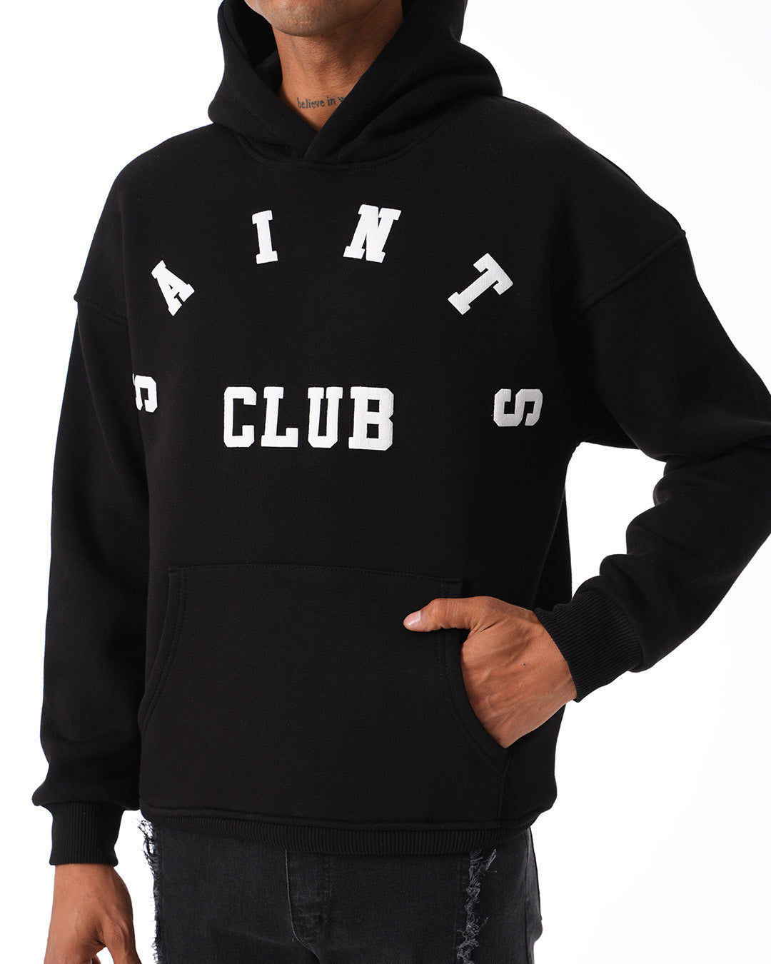 Sweat-shirt à capuche « Saints Club » noir